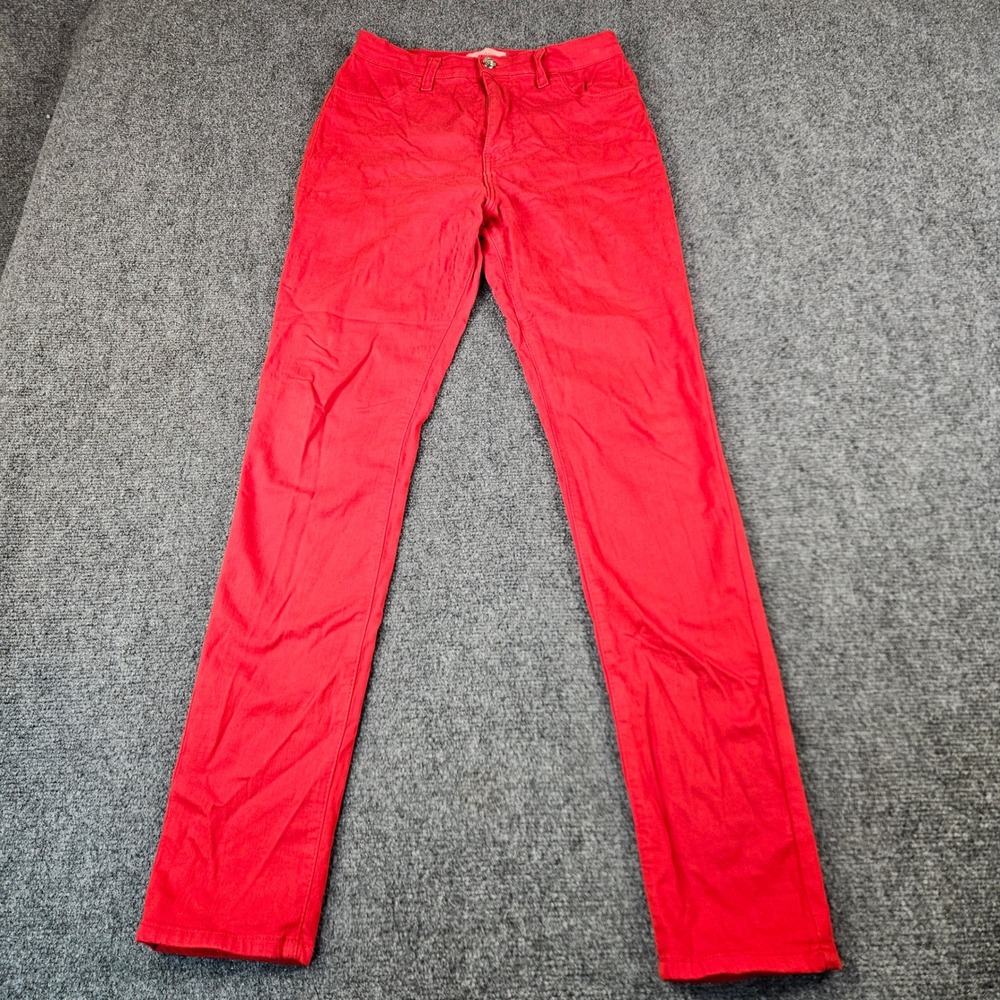 Aphrodite Los Angeles Red Skinny Jeans Womens 11 Made in USA Stretch Slim Fit